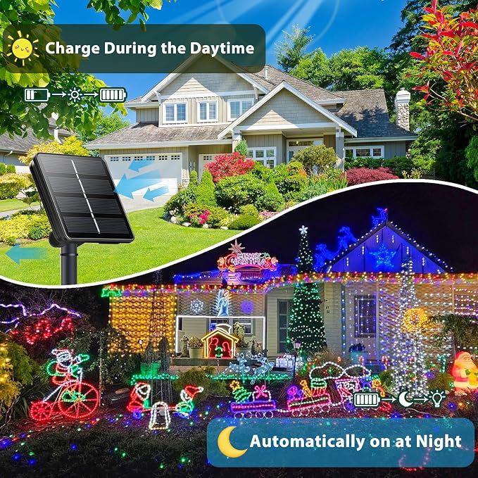 Cool White and Multicolor Color Changing Solar String Lights - Image 2