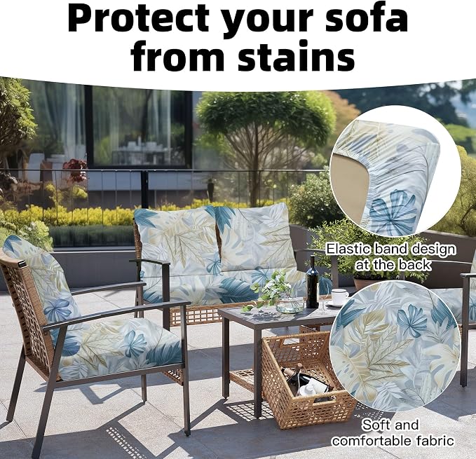 8Pcs Outdoor Cushion Covers, Patio Cushion Covers, Stretch Elastic Slipcovers - Image 2