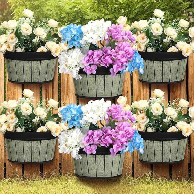 Layhit 6 Pcs Wall Hanging Planters Outdoor Pot Planter Wine Barrel Planter by ShungLan