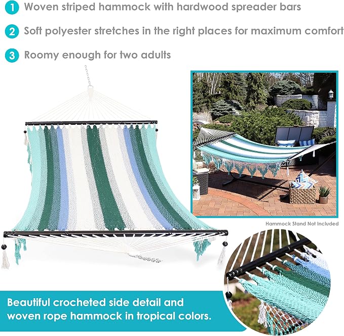 Sunnydaze Woven Double Hammock for Outside - Image 2