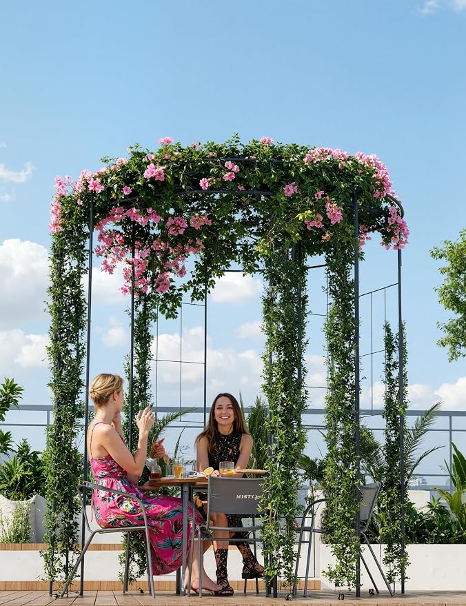 8.8 ft Black Metal Garden Arbor by Garvee