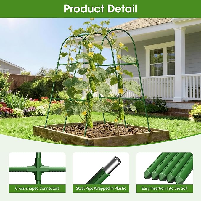 Cucumber Trellis for Raised Bed, U-Shape Garden Trellis for Climbing Plants - Image 2