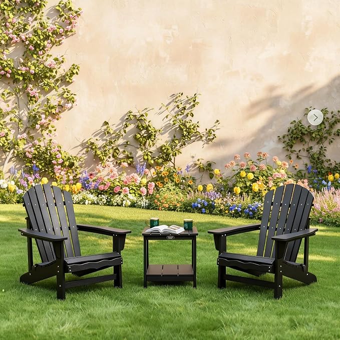 Square Outdoor Side Table Adirondack Side Table, Water-resistant & 2-Tier Small - Image 2