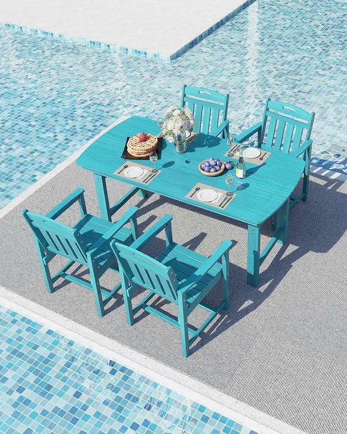 Ciokea HDPE Outdoor Dining Set, 5-Piece Patio Table and Chairs Set - Image 7