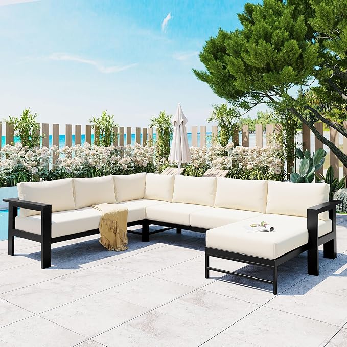 Multi-Person Outdoor Sofa Set, U-Shaped Aluminum Outdoor Sofa Set by JIVOIT