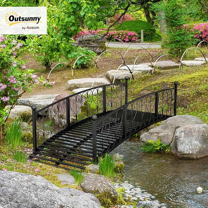 Outsunny 7' Metal Arch Garden Bridge - Image 2