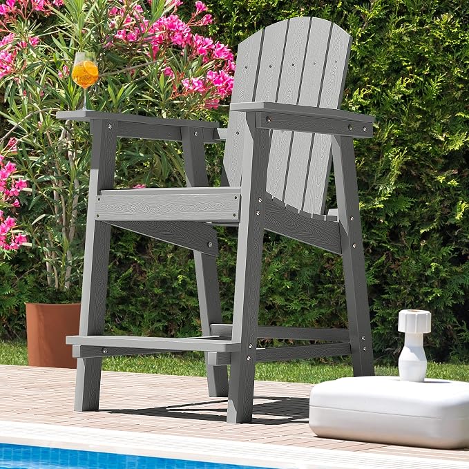 DWVO 25" Tall Adirondack Chair, Poly Bar Height Balcony Chairs, Weather-Durable - Image 7