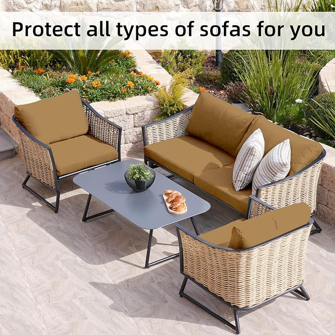 8Pcs Stretch Patio Cushion Covers, Outdoor Couch Covers Replacement, Outdoor - Image 6