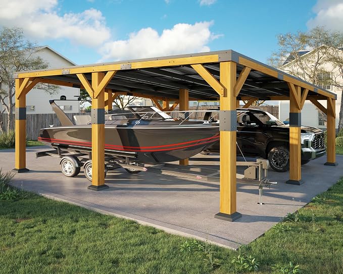 Jocisland 20x20x9.2 FT Cedar Wood Carport by Jocisland