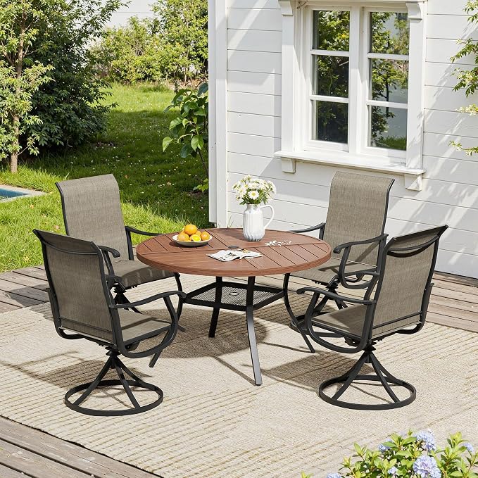VICLLAX 40.6" Round Outdoor Table, Patio Dining Table - Image 4