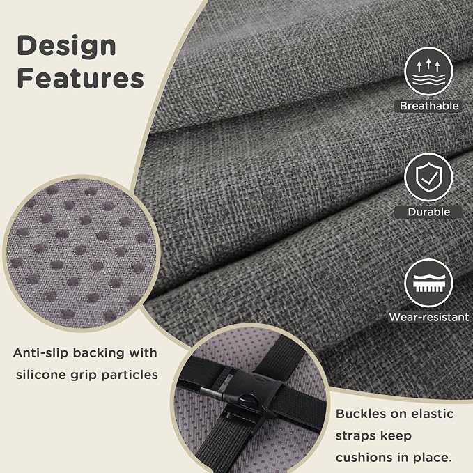 AddGrace Anti-Slip Bar Stool Cushions Square Bar Stool Seat Cushions - Image 4