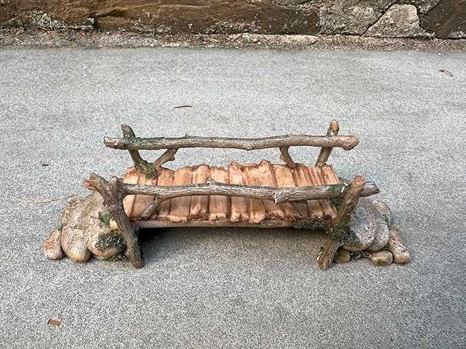 Fairy Garden Bridge, Stone and Log Design, 7.5" Wide - Image 3