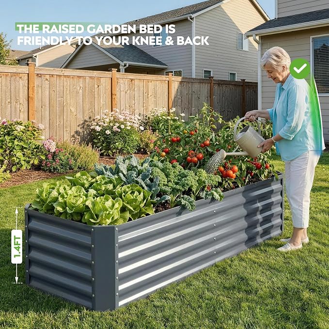 ZORMY 6×2×1.4ft Galvanized Raised Garden Bed Kit, Metal Planter Boxes Outdoor - Image 3