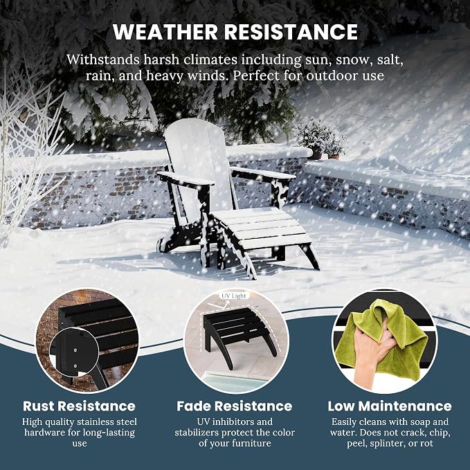 WO Home Furniture Adirondack Ottoman Outdoor Patio Footrest 13.5" Inch Folding - Image 4