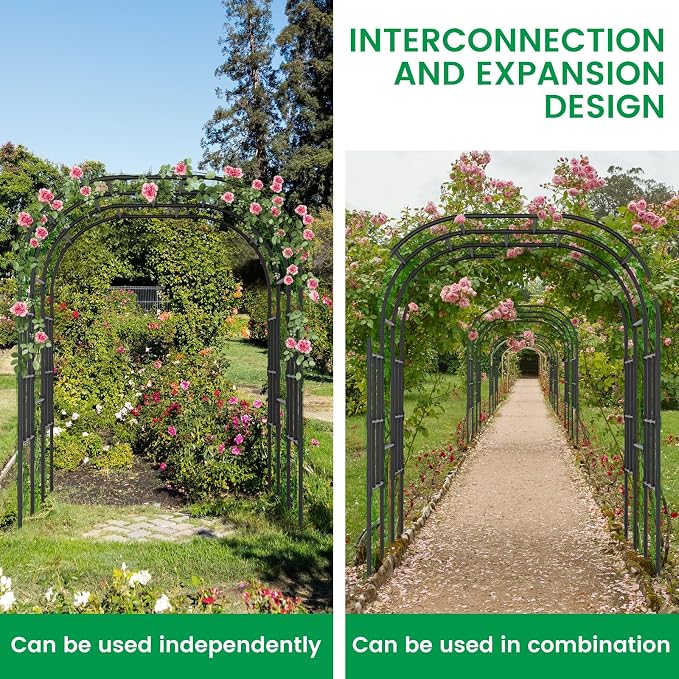 Tall Garden Arch Trellis for Climbing Plants, 87in Tall Metal Plant Support - Image 5