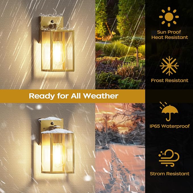 WIHTU Gold Dusk to Dawn Porch Lights, Exterior Lighting Fixtures - Image 3