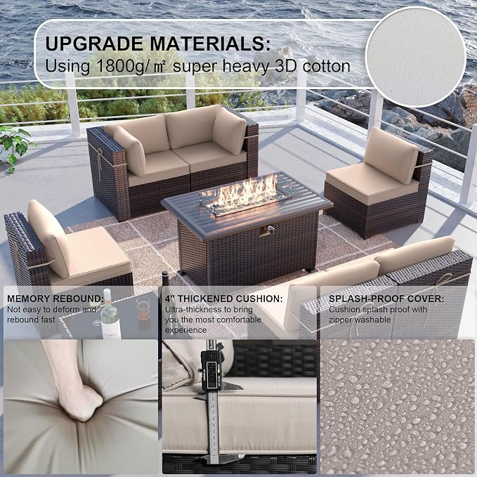 Kullavik 8 Pieces Outdoor Patio Furniture Set, Sectional Sofa Set - Image 4