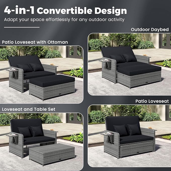 HAPPYGRILL Patio Rattan Wicker Daybed - Image 4