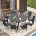 VICLLAX Patio Table and Chair Set of 10, All Weather Metal Round Outdoor Dining by HOME