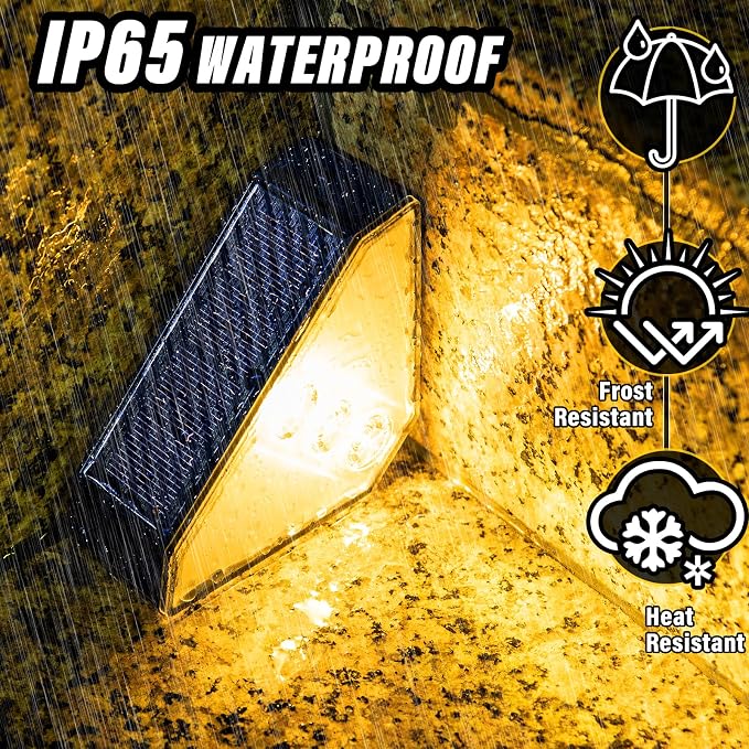 ROSHWEY Solar Step Lights for Outside, 12 Pack Solar Stair Lights Outdoor - Image 6