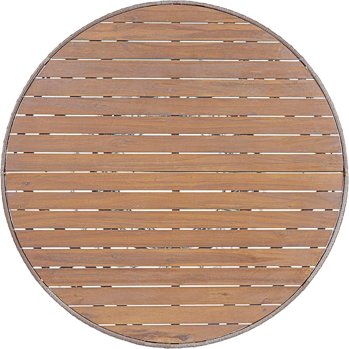 Merax 47.24" Round Outdoor Dining Table, Acacia Wood Top & Wicker Base - Image 4