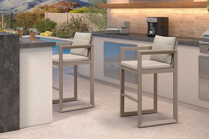PURPLE LEAF Outdoor Bar Stools Set of 4 31 Inch Modern Aluminum Barstools - Image 2