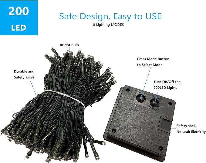 OZS 2PK 240LED Solar String Lights Outdoor Waterproof | Solar Christmas Tree - Image 8