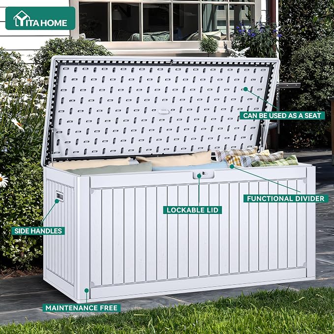 YITAHOME 260 Gallon Extra Large Deck Box, Double-Wall Resin Outdoor Storage Box - Image 5