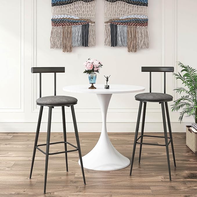 Bar Stools, Bar Chairs with Backrest and Footrest, Industrial Counter Stools - Image 5