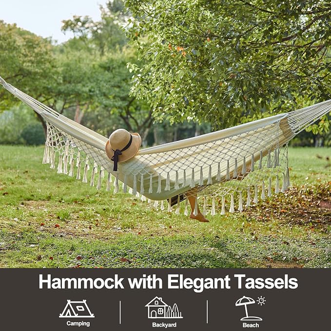 Brazilian Double Hammock with Tree Straps, Extra Large 94x63IN, 2 Persons - Image 2