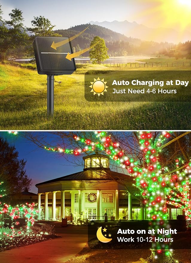 Minetom Solar Christmas Lights Outdoor Waterproof, 2 Pack Total 80FT 200 LED - Image 5