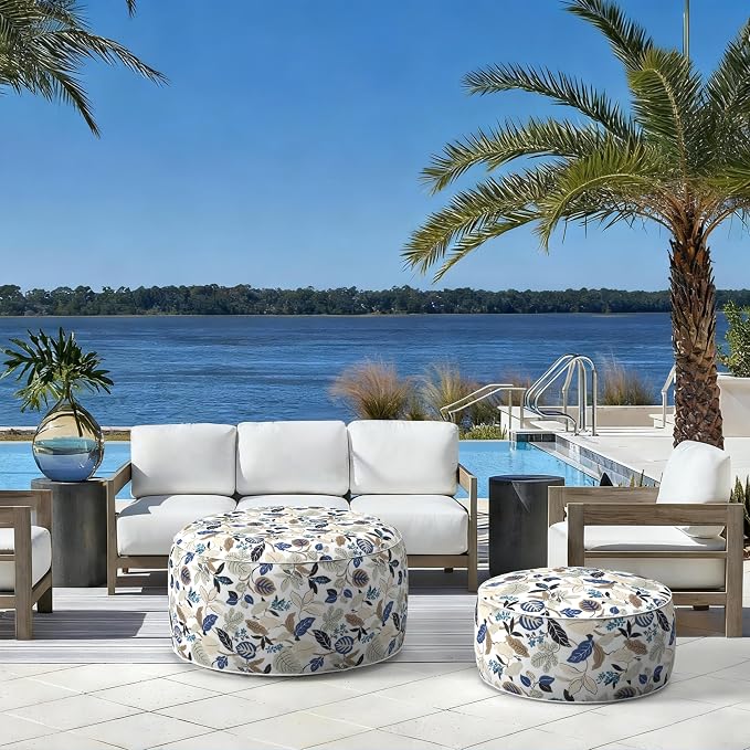 LVTXIII Outdoor Inflatable Ottoman, Portable Round Ottoman Pouf - Image 5