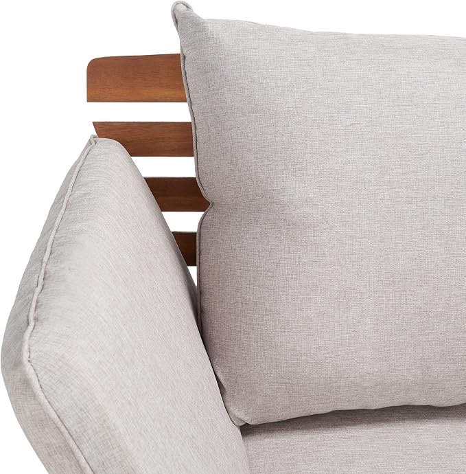 SAFAVIEH Outdoor Collection Emely Natural Acacia Wood/Grey Expandable Loveseat - Image 6