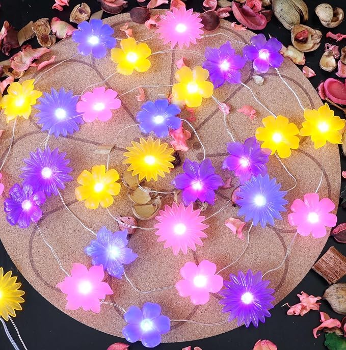 JASHIKA Solar Lights Outdoor Flower String Lights Waterproof Fairy Spring - Image 3