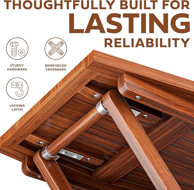 Melino Wooden Folding Outdoor Side Table 18x16x16 in, FSC Certified Acacia Wood - Image 9