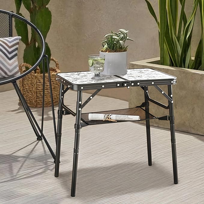 Outdoor Side Table, Portable 3 Adjustable Height Small Outdoor Folding Table - Image 6