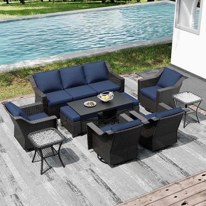 Joyside Wicker Patio Furniture Sets, 10 Pieces Upgraded Large Size Outdoor - Image 7