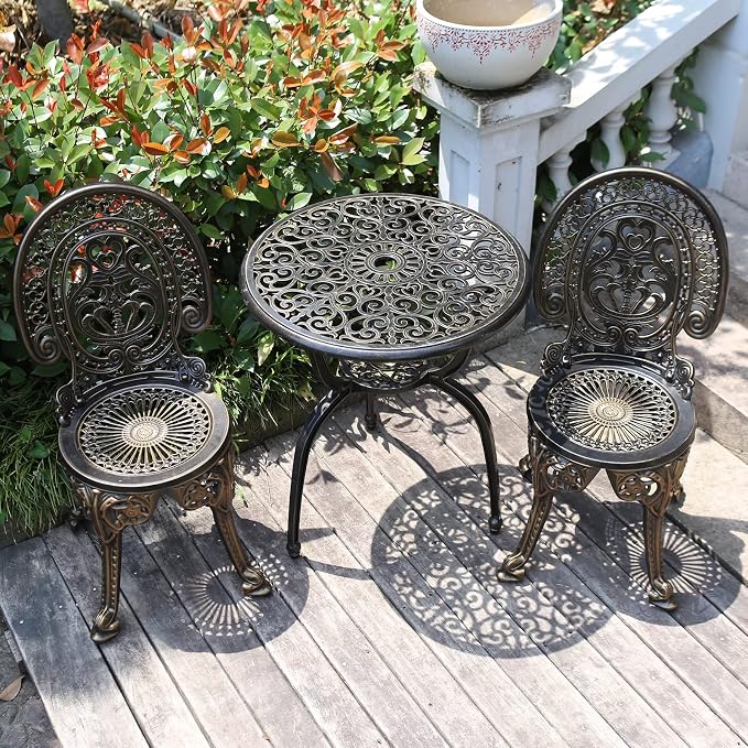 JARDIN DE CENTENNIAL Patio Bistro Set.Rust-Resistant Cast Aluminum Bistro Table - Image 8