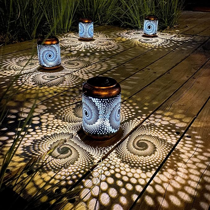 4 Pack Solar Lanterns Outdoor Hanging Metal Waterproof LED Lantern - Image 7