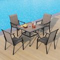 PHI VILLA 5 pcs Patio Dining Table and Chairs, Textilene Dining Chairs Sturdy by PHIVILLAThepioneerofcomfortablehouseholdsupplies