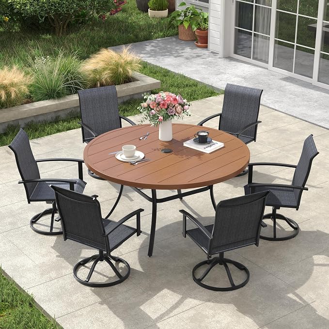 VICLLAX 53" Round Patio Table, Outdoor Dining Table - Image 7