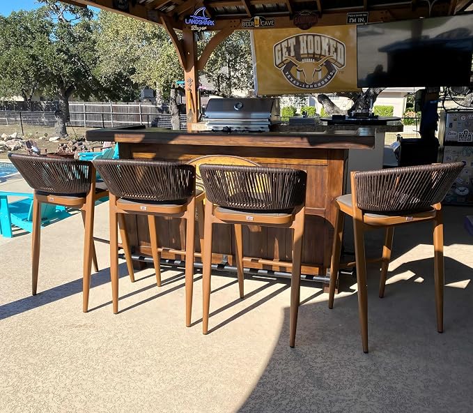 PURPLE LEAF Bar Stool Set of 4 Outdoor Patio Bar Chair - Image 4