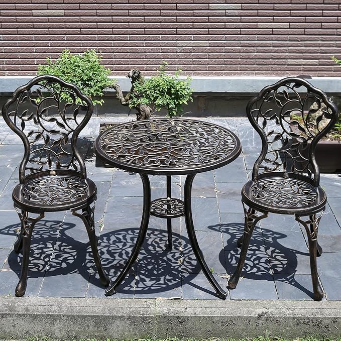 JARDIN DE CENTENNIAL Patio Bistro Set.Rust-Resistant Cast Aluminum Bistro Table - Image 7