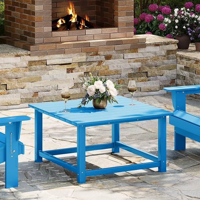WestinTrends Malibu Low Outdoor HDPE Square Patio Coffee Table, Pacific Blue by WestinTrends