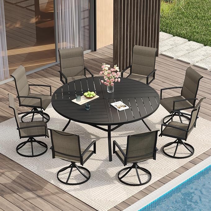 VICLLAX Round Patio Table with Adjustable Umbrella Hole - Image 2