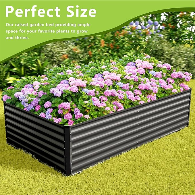 8x4x2FT Galvanized Raised Garden Bed, Galvanized Planter Boxes Outdoor - Image 5