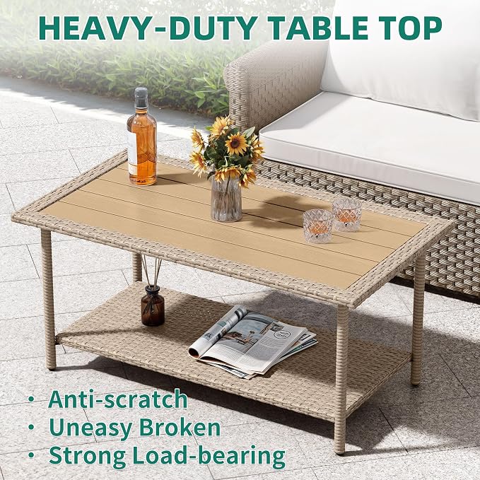 YITAHOME Outdoor Wicker Coffee Table - Image 3