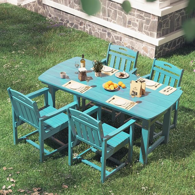 HDPE Outdoor Dining Set, Patio Table and Chairs Set, All-Weather 5-Piece - Image 8