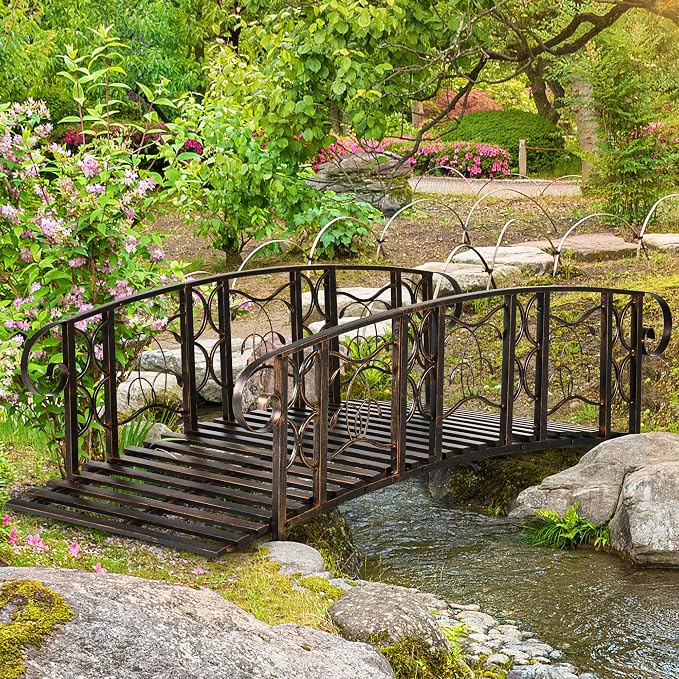 Outsunny 6' Metal Arch Backyard Garden Bridge - Image 2
