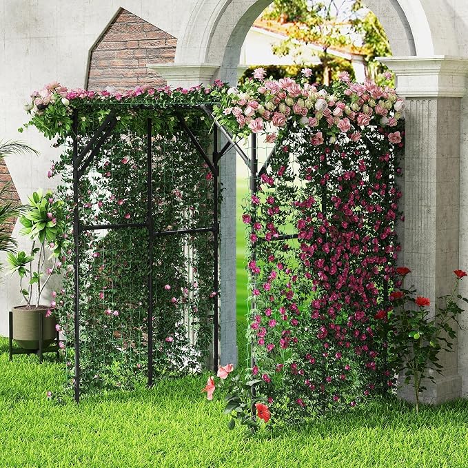 HAPPYGRILL Garden Arch Trellis for Climbing Plants Outdoor, Rustproof PE-Coated - Image 8